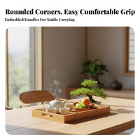 Japanese & design Rectangular Bamboo Tray Natural Artistic Tableware adaptable Serving Ware Raised rim Design fbeverage lovers, Home hosts, Restaurant, Living Room, Kitchen, Parties