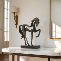 Horse Sculpture with Base Antique Bronze Rearing Horse Statue Elegant for Collectors, Entryway