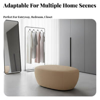 Minimalist Design Pebble-Shaped Pouf Irregular Shape Upholstered Stool Soft Textile Ottoman Multifunctional for Design-Conscious Individuals, Interior Designers, Apartment Dwellers, Dressing Room, Entryway, Walk-in Closet, Bedroom