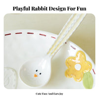Hare Ceramic Spoon Cute Design Bunny Face Spoon High-Temperature Resistant for Home Cooks, Families