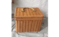 Handwoven Design Rattan Design Storage Case With Handles Vintage Design Storage Box Multi-Purpose Wicker Suitcase Basket Multifunctional for Women, Gift Giving