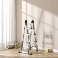 Stainless Steel Telescoping Ladder Extendable Telescopic Ladder Portable Adjustable for Homeowners, DIYers, Contractors
