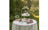 Decorative Two-Tier Tray Rack Vintage Round Tray Rack with Bow Top Versatile Dessert Display Stand Multi Layer for Countertop