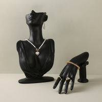 2 Pieces Resin Jewelry Mannequin Display Set Matte Hand Mannequin Sculpted Hand Display with Base Upright for Boutiques, Jewelers, Photo Shoots, Market Stalls