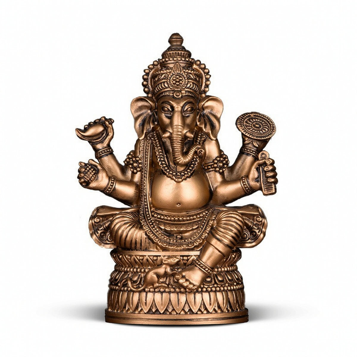 Detailed Ganesha Statue with Pedestal Ornate Ganesha Statue Decorative Elephant God Figurine Carved for Home Altar, Meditation Room, Entryway