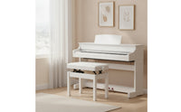 Tufted Adjustable Piano Bench Cushioned Piano Stool with Padded Seat Sturdy Keyboard Bench Stable for Pianists, Guzheng Players, Studios, Stages