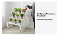 Mobile with casters 2-Tier Rolling Planter Rack Tiered Design 2-Tier Planter Holder Freestanding Plant Stand Multi-Functional for Gardeners, Homeowners, Balcony, Living Room, Garden, Corner Space