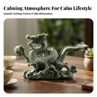 Stone-Look Dragon Ornament Raised Head Aquatic Tank Decor