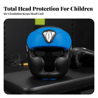 Shock Absorbing Kids Boxing Helmet Triple Layered Padding children's Sparring Headgear Long-Lasting PU Leather Young Full Protection Head Guard Lightweight Design for Toddlers, Girls, Beginners, Muay Thai, Combat Arts, Kickboxing, Training