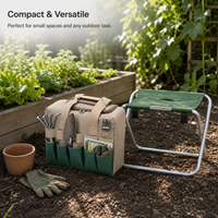 Foldable Outdoor Storage Stool with Detachable Canvas Bag for Fishing & Gardening Tools