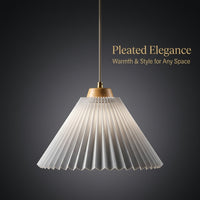 Ceiling Light Shade with Pleated Textile Design for Bedroom and Dining Room, Pendant Fitting with Adjustable 1m Height, Vintage Nordic Style