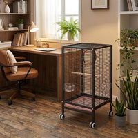 Flat Top Bird Cage for Budgies and Conures, 2-Tier Parrot Habitat with Multiple Doors, Indoor Outdoor Cockatiel and Finch Set with Accessories