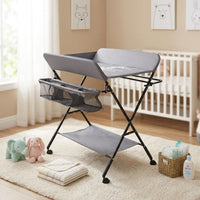 Padded Adjustable Height Changing Table Mesh Storage Basket Foldable Changing Table