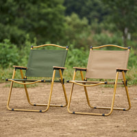 Portable Ultralight Aluminum Alloy Folding Camping Chair with Wooden Armrests