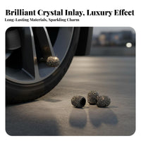 4 Pieces Rhinestone Tire Valve Cap Universal Fit Crystal Valve Stem Cover Sparkling Rhinestones Glittering Tire Valve Cap for Women, Cars, SUVs