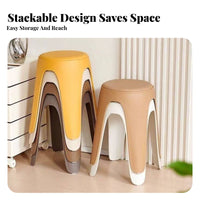 Modern Minimalist Design M-Shaped Leg Stool Stackable Design Household Furniture Thickened & Sturdy Low Seat Waterproof Surface for Adults, Homeowners, Students, Dining Room, Bedroom, Entryway