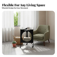 Minimalist Design Rolling Corner Table with Cutouts Small Footprint Rolling Storage Mobile Unit Multi-Purpose Nightstand Space-Saver for Apartment Dwellers, Homeowners, Students, Living Room, Bedroom, Paleice