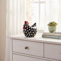 Cute Spotted Cock Statue Quirky Spotted Chicken Figurine Cartoon Design Resin Cock Sculpture Funny for Gift