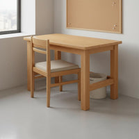 Sturdy Construction Solid Wood Writing Desk Drawers Wide Desktop Storage Study Desk Rounded Corners Computer Table Storage Shelves Space-Saving for Students, Kids, Bedroom