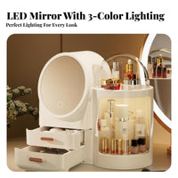 Desktop Cosmetic Case with lighted Mirror particleproof Cover for Dressing Table, Women