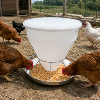 Chicken Feeder, Poultry Feeder, 50cm, 30kg Large Capacity, Stainless Steel, Plastic, Hanging Type, Floor Raising Feeder