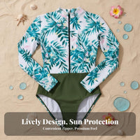Long Sleeve Zip up Swimsuit Sun Protection Long Sleeve Single Piece Swimsuit Zip up Sun Protection Shirt Front Fastener