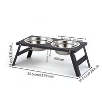 Foldable Dog Feeding Station Stainless Steel Raised Pet Feeder with Bowls Elevated Dog Bowl Stand Collapsible Raised Pet Feeder