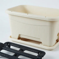 Floor-standing plant pot with saucer and drainage mesh, beige/black, 50x33x26 cm