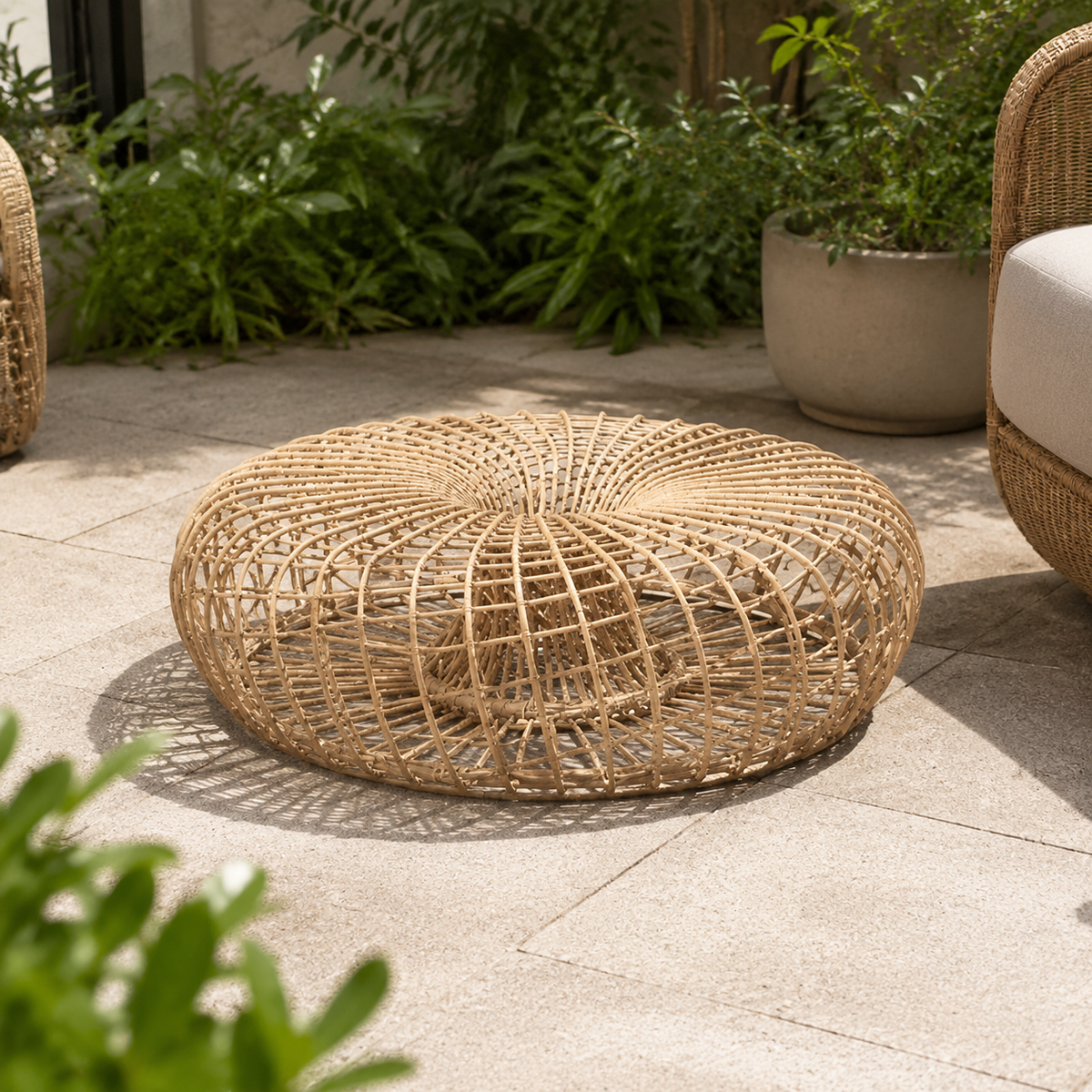 Rattan Garden Table Set, Modern, Outdoor, Balcony Compatible, 2-Piece Set, Easy Assembly