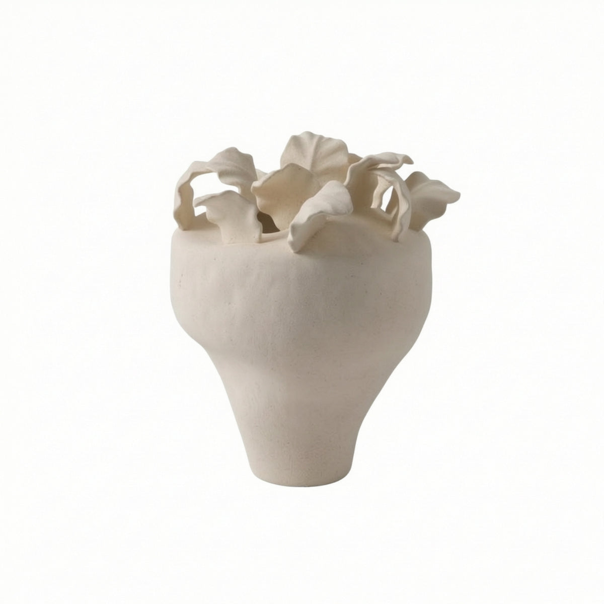 Vase with Ruffled Edges Organic Ceramic Vase Artful Simplicity Vessel for Mantel