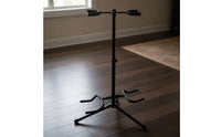 Adjustable-Height Double Guitar Stand Floor-Standing Guitar Stand with Padded Yokes Heavy-Duty for Guitarists