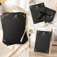 Gold Foil Rose Black Letter Paper, Simple Birthday Greeting Card, Valentine's Day Love Letter Paper with Envelope, 520 Set