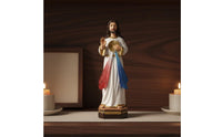 Altar Decoration Sacred Heart Jesus Statue Hand Painted Resin Jesus Figurine Detailed Craftsmanship Sacred Heart Statue Long Lasting for Catholics, Christians, Prayer Room, Church