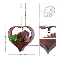 Heart Shaped Metal Planter Rustic Hanging Holder Heart Shaped Plant Basket for Gardeners, Balcony, Living Room