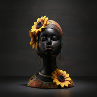 Woman Bust Sculpture African-Influenced Female Bust Sculpture Decorative Lady Figurine for Home Stylists, Art Collectors, Living Room, Entryway Table