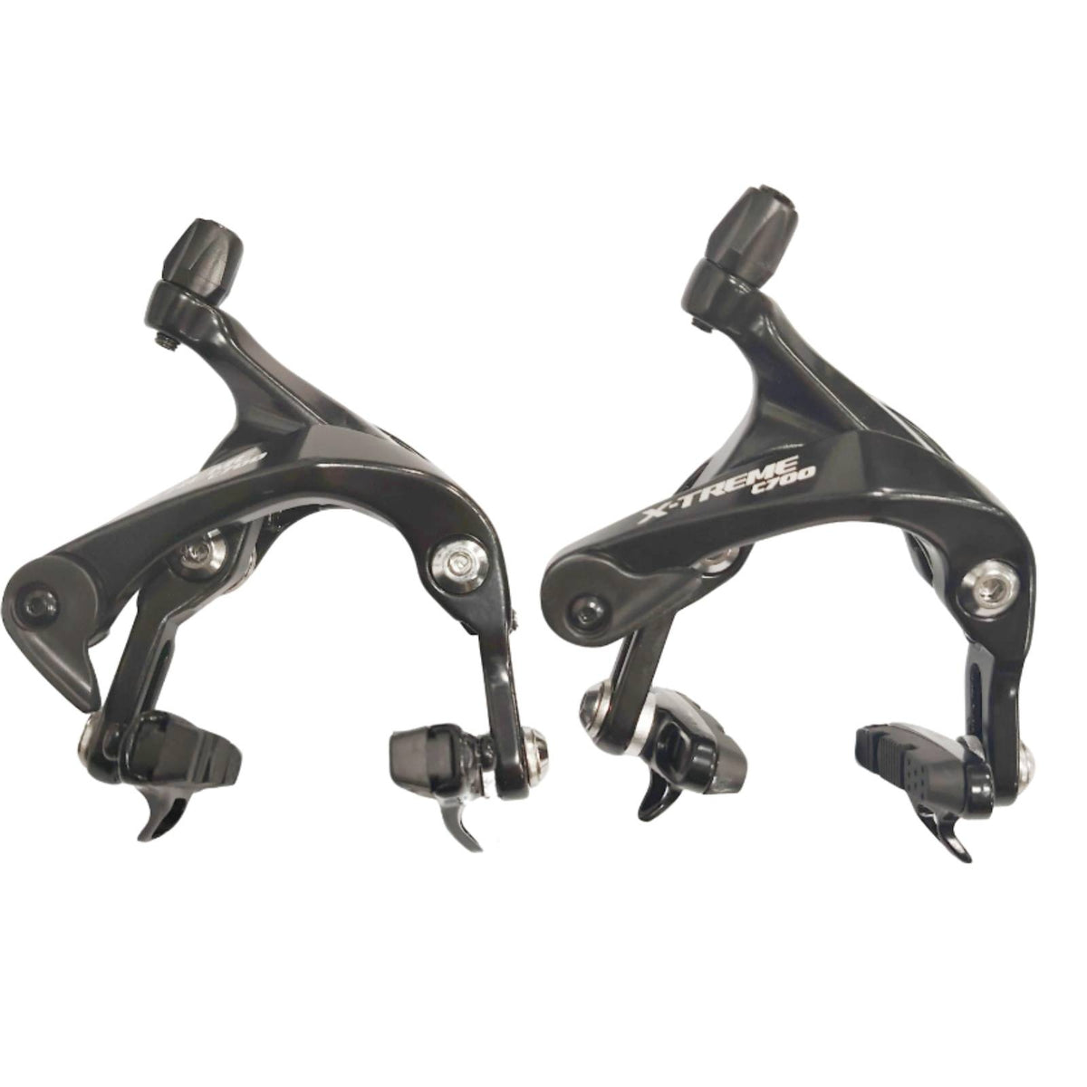 2 Pieces Ribbed Contact Area Surface Dual Arm Brake Caliper Metal Cycle Brake Caliper Black