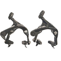 2 Pieces Ribbed Contact Area Surface Dual Arm Brake Caliper Metal Cycle Brake Caliper Black