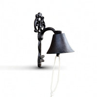 Wall-Mounted Bell with Pull Rope Rustic Hanging Bell with Pull Rope for Entryway