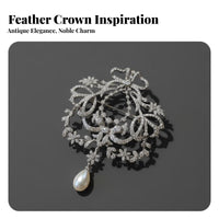 Rhinestone Feather Brooch Golden Finish Crystal Feather Brooch Vintage Design Pave Leaf Pin for Women, Adults, Special Occasions, Weddings, Parties