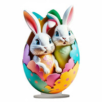Holiday Themed Easter Bunny Egg Ornament 2D Acrylic Bunny Decoration 2D Acrylic Easter Decoration for Desktop