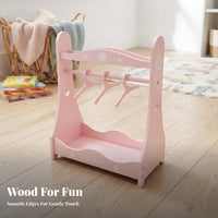 Doll Clothes Rack Rounded Side Panels White Decorative Dots Dots Toy Furniture for Children