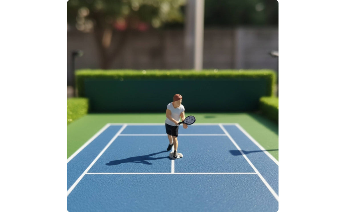 1/64 Scale Tennis Player Figurine | Painted Resin, Miniature Tennis Player, for Dioramas