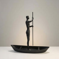 Boatman Figurine Minimalist Paddleboat Figure Statue Sculptural for Desk