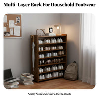 Dust-Proof Multi-Tier Shoe Rack Space Saving Bamboo Shoe Shelf Multifunctional Freestanding Storage Cabinet Easy Assembly for Students, Apartment Dwellers, Homeowners, Hallway, Dorm Room, Closet, Bedroom