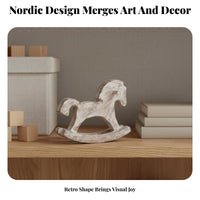 Wooden Rocking Horse Ornament Nordic Aesthetic Wooden Rocking Horse Cute Design House Decoration for Home Stylists, Parents, Bookshelf, Nursery