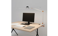 Flicker-without Double Head Desk Lamp Stepless Dimming LED Swing Arm Desk Lamp Timer Function Clamp-on Study Light Digital Clock Display for Home Office