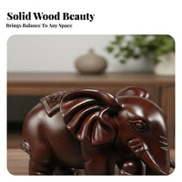 Solid Wood Elephant Sculpture Good Luck Symbol Ebony Wood Elephant Decor Designed for Collectors, Homeowners, Living Room, Entrance Entryway