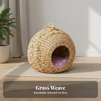 Woven Feline Cave All-Season Use Pet House Handwoven Pet Bed for Small Dog Owners, Indoor, Living Room, Bedroom