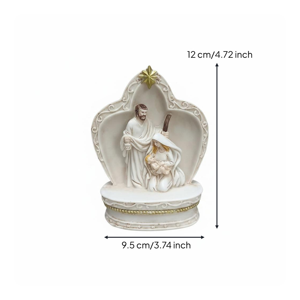 Church Arch Nativity Cream-White Holiday Decor Gold Accents