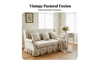 Vintage Inspired Floral Print Single Sofa rustic & design accent Chair Elegant Design Armchair Retro Wood Legs for Interior Decorators, householders, Office Workers, Living Room, Bedroom, Sunroom, Leisure Area